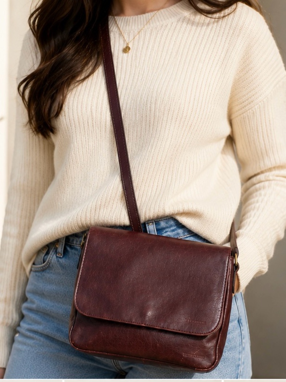 Vintage WITTCHEN Burgundy Leather Messenger Crossbody Bag Medium Genuine Leather - Picture 4 of 13